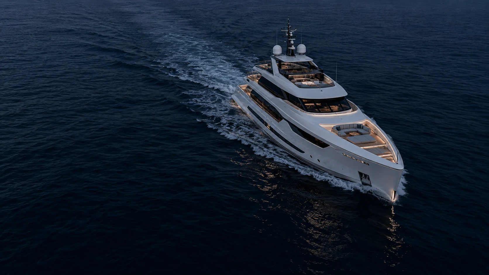 Modern superyacht cruising through deep blue water
